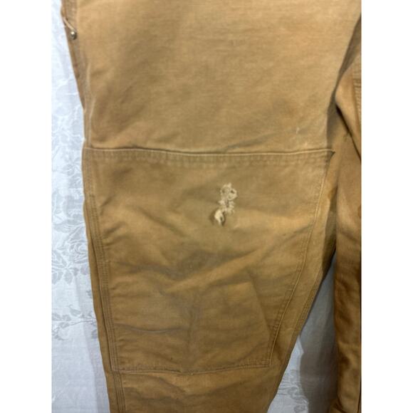 Vintage Carhartt Overalls 38x30 Tan Duck Canvas USA Union Made 6FB Double Knee - Picture 3 of 11